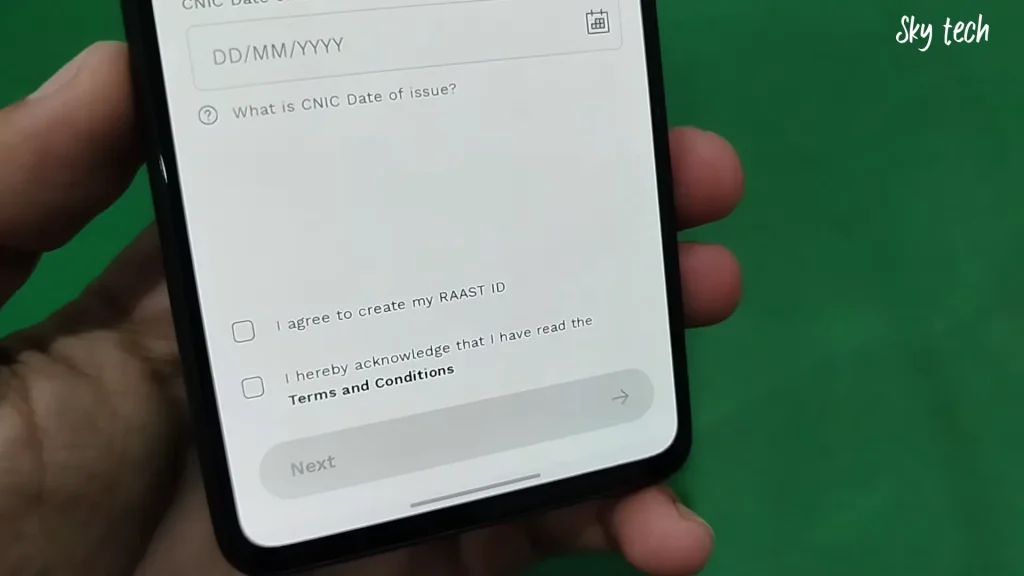 Agree the terms and conditions then next